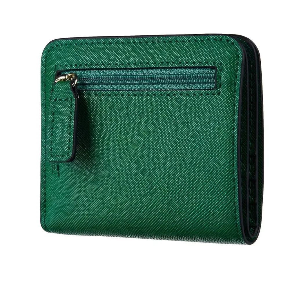 Emerald Green Leather Compact Wallet - Picture 4 of 5